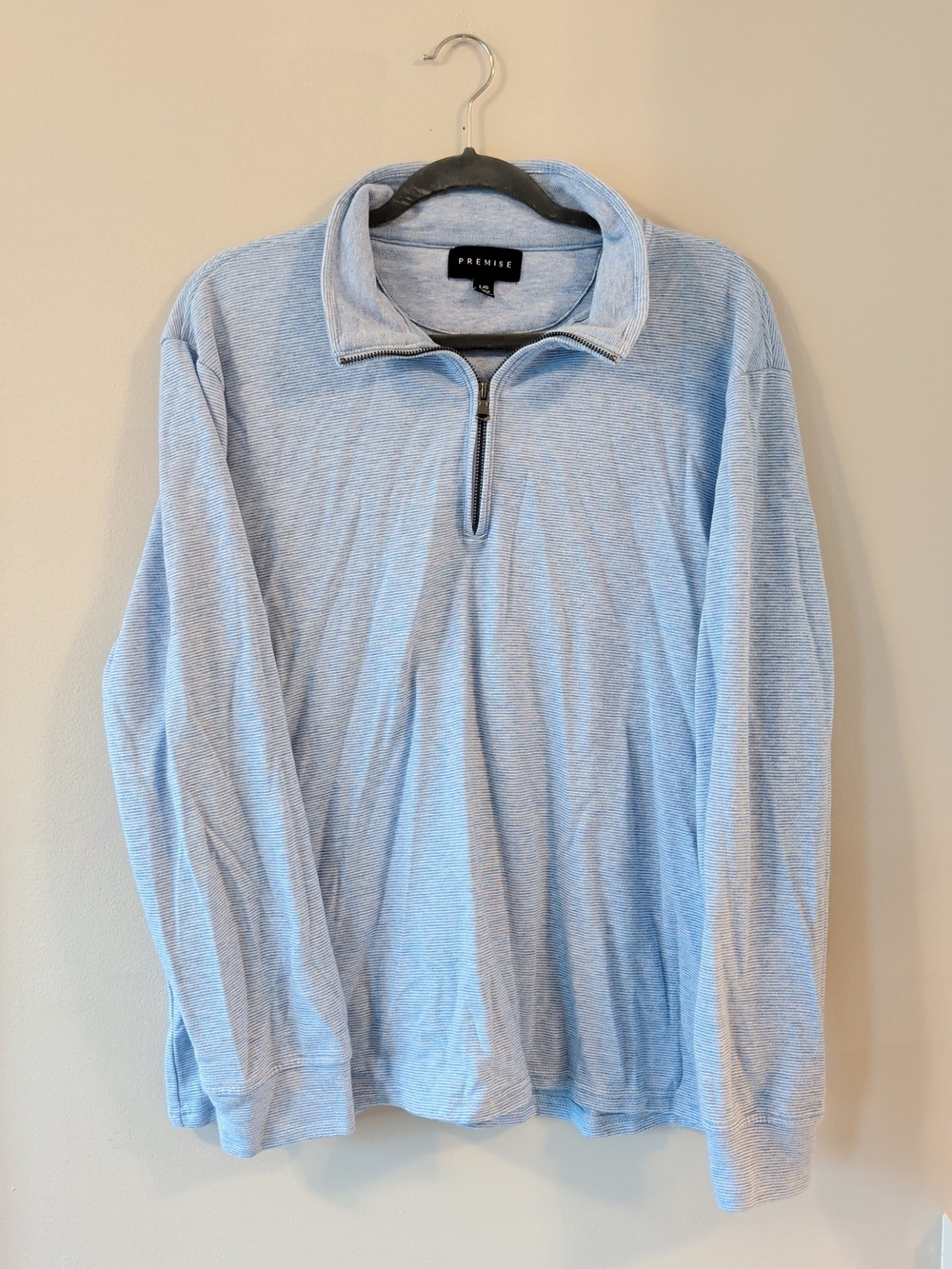 Premise Men's Pale Blue Quarter-Zip Pullover Sweater